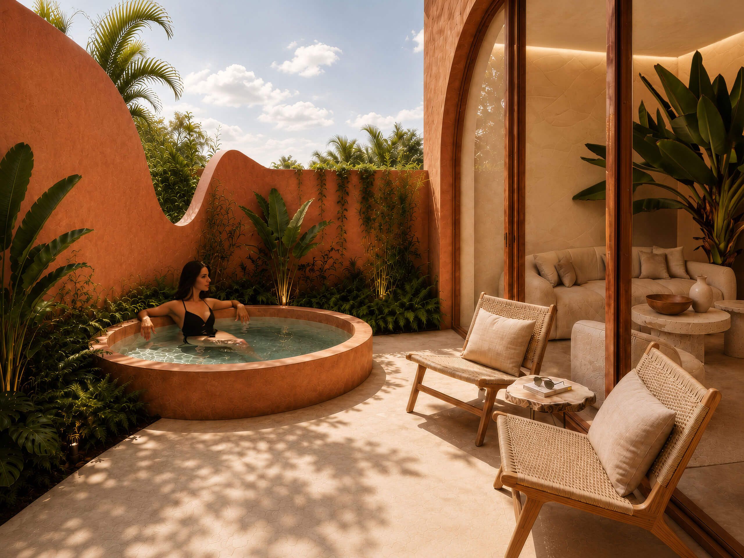 Private patio with plunge pool